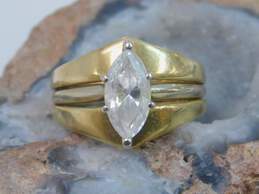 14K Yellow Gold Marquise Cut CZ Solitaire Ring 6.3g