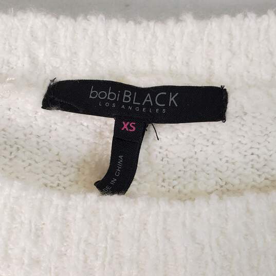 Bobi Black Women White Boucle Sweater XS NWT image number 2