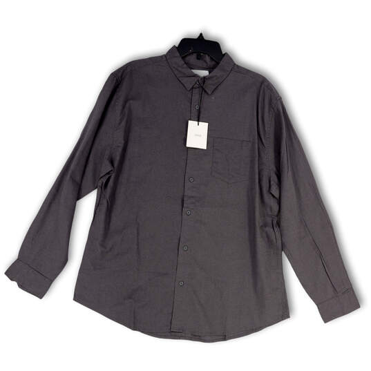 NWT Mens Gray Long Sleeve Spread Collar Pocket Button-Up Shirt Size XL image number 1
