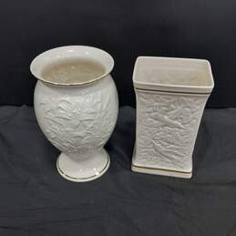2PC Lenox Gold Accents Ceramic Vase Bundle