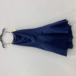 NWT Womens Blue Rhinestones Sleeveless Back Zip A-Line Dress Size 2