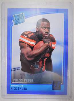 2018 Nick Chubb Donruss Press Proof Blue Rated Rookie Cleveland Browns