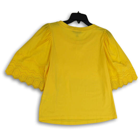 NWT Womens Yellow 3/4 Sleeve Round Neck Pullover Blouse Top Size Medium image number 2