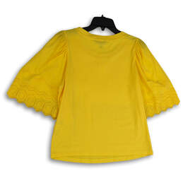NWT Womens Yellow 3/4 Sleeve Round Neck Pullover Blouse Top Size Medium alternative image