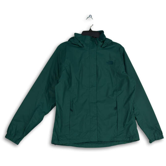 Womens Green Long Sleeve Hooded Full-Zip Rain Jacket Size Large image number 1