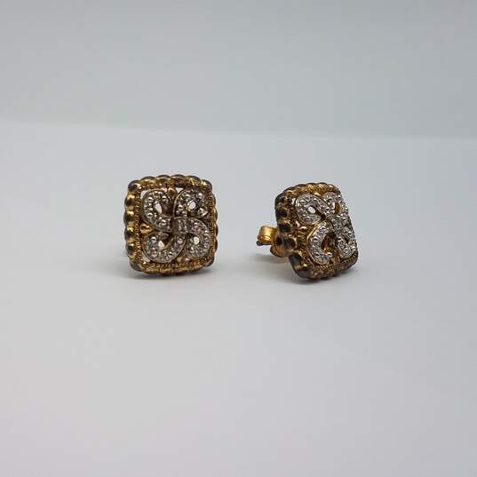 Dyadema Sterling Silver Gold Tone  6 1/2in Woven Bracelet Gold Tone Earring 2pcs Bundle 13.6g image number 6