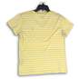 Ralph Lauren Womens Yellow White Striped V-Neck Pullover T-Shirt Size Large image number 2