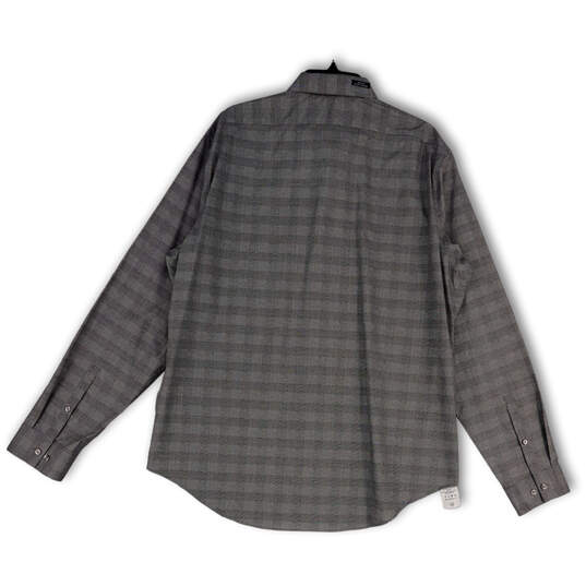 NWT Womens Gray Plaid Long Sleeve Collared Slim Fit Button-Up Shirt Size XL image number 2