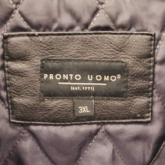 Pronto Vomo Men Black Faux Leather Jacket 3XL image number 5