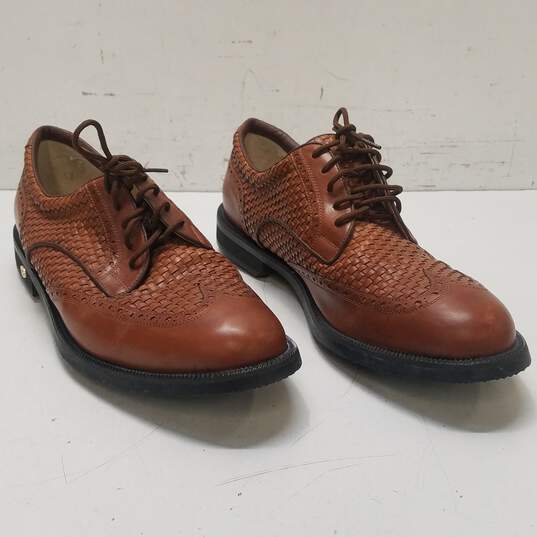 Walter Geuin Leather Golf Dress Shoes Brown 10 image number 3