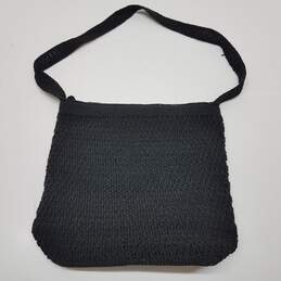 Liz Claiborne Black Crochet Sak Tote Shoulder Bag