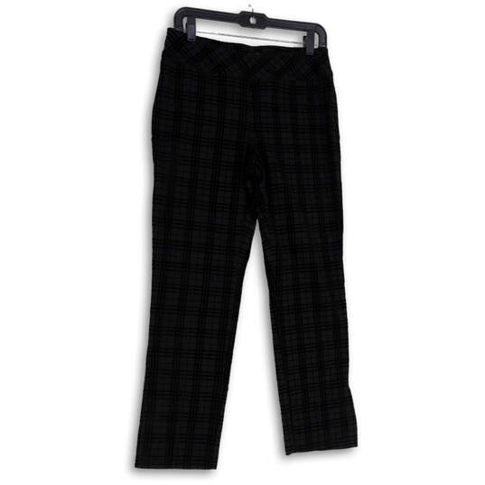Womens Black Plaid Elastic Waist Flat Front Pull-On Ankle Pants Size 8 image number 1