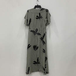 Womens Green Floral V-Neck Short Flutter Sleeve Pleated Maxi Dress Size 4 alternative image