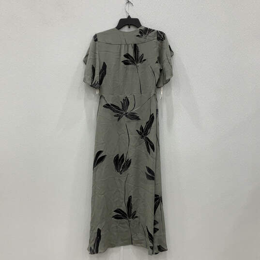 Womens Green Floral V-Neck Short Flutter Sleeve Pleated Maxi Dress Size 4 image number 2