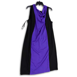 NWT Womens Black Purple Sleeveless Cowl Neck Pullover Shift Dress Sz 18/20