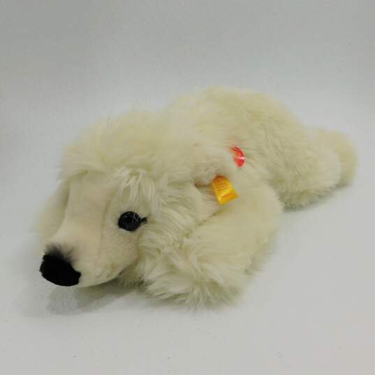Steiff  Polar Bear Plush Stuffed Animal Lying 18in Ear Button image number 1