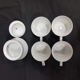 Bundle Of 1070 Engagement White  4 Tea Cups, 3 Saucers And Sugar Bowl Fine China alternative image