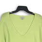 Womens Green Knitted Long Sleeve V-Neck Regular Fit Pullover Sweater Size L image number 3