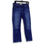 Womens Blue Denim Medium Wash 5-Pocket Design Raw Hem Bootcut Jeans Size 28 image number 1