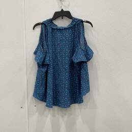 NWT Derek Lam Womens Blue Cold Shoulder Sleeve Pullover Blouse Top Size 6 alternative image
