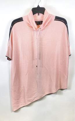 St. John Women Pink Asymmetrical Mock Neck Sweatshirt M
