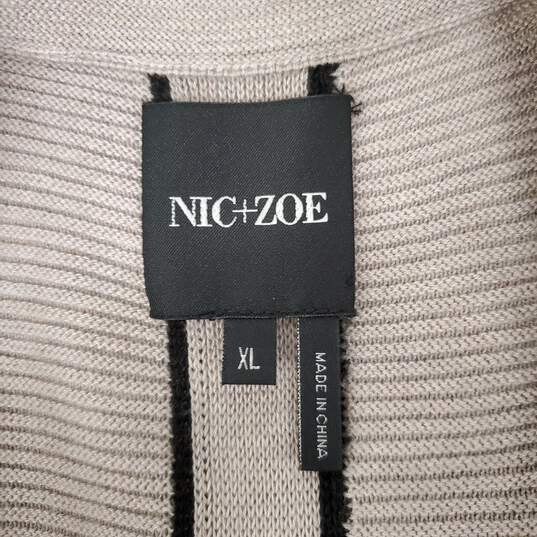 NWT Nic + Zoe WM's Long Sleeve Walnut Cream Button Up Cardigan Sweater Size XL image number 3