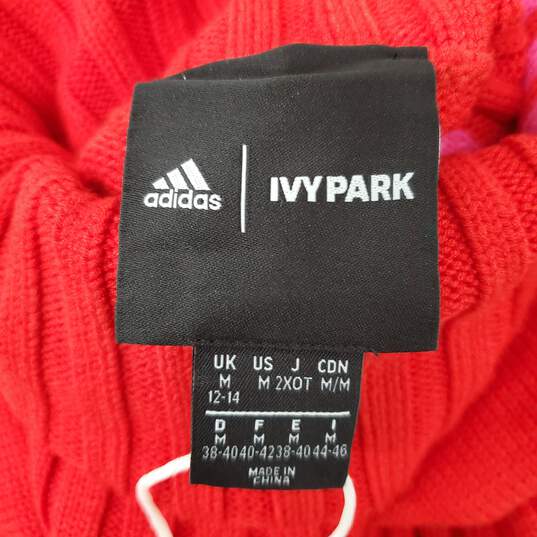 NWT Adidas IVY Park WM's Red & Pink Polyester Blend Turtleneck Jumper Size M image number 4