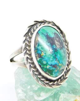 Artisan 925 Southwestern Turquoise Cabochon Braided Oval Ring alternative image