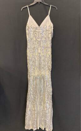 NWT Aqua Womens Silver Beige Sweetheart Neck Sequin Wedding Evening Gown Size 4 alternative image