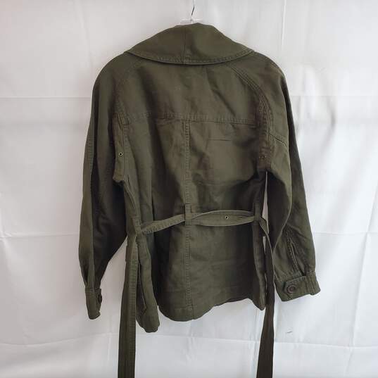 Buy the Banana Republic Essential Cargo Camo Green Button Up Belted Jacket  NWT Size XS
