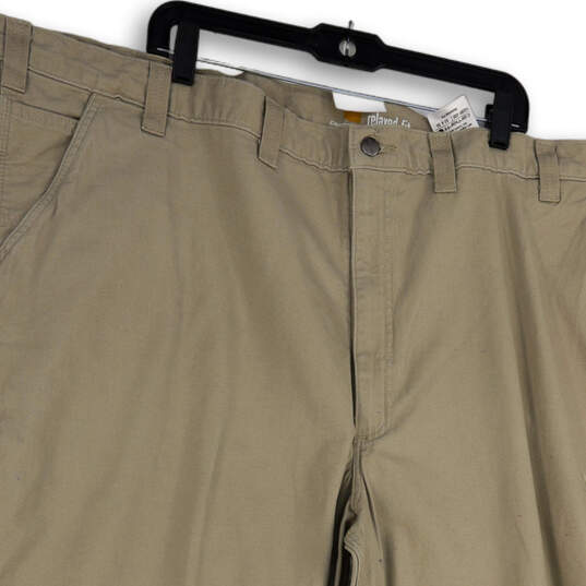 Mens Beige Rugged Flex Pockets Flat Front Straight Leg Chino Pants Sz 52x30 image number 2