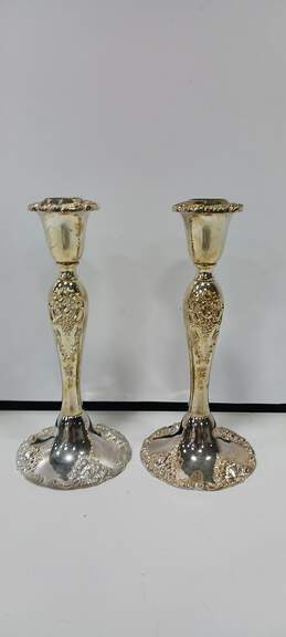 Vintage Pair of Godinger Silver Plated Candle Sticks