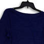 Womens Blue Heather Long Sleeve Crew Neck Ruffle Pullover Blouse Top Size M image number 4