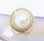 Vintage 14K Yellow Gold Pearl 0.10 CTTW Diamond Halo Ring 7.0g image number 1