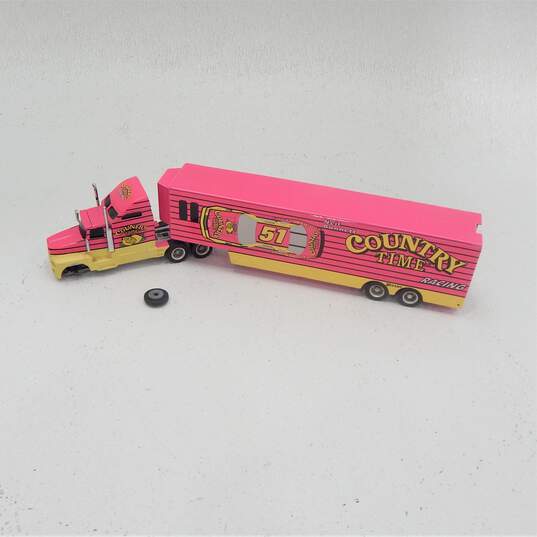 Vintage 1994 Neil Bonnett #51 Country Time Racing Race Car Semi Transporter in Display Case image number 2