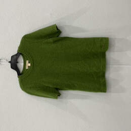 Womens Green Crew Neck Short Sleeve Classic Pullover Sweater Size Medium