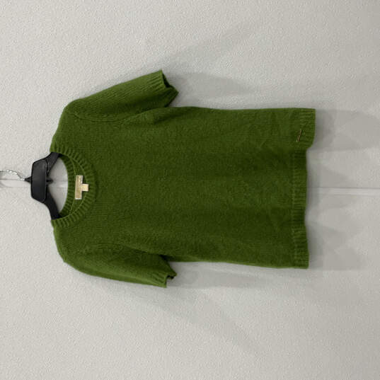 Womens Green Crew Neck Short Sleeve Classic Pullover Sweater Size Medium image number 1