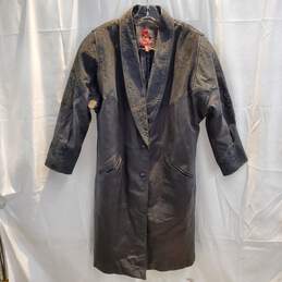 Vintage GIII Long Black Leather Jacket Size 1X