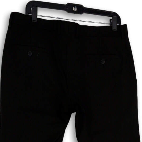 Mens Black Flat Front Slash Pocket Straight Leg Formal Dress Pants Sz 34/30 image number 4