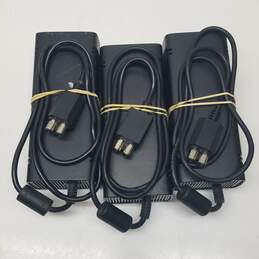 Lot of 3 Microsoft Xbox 360 S Power Adaptors with Mains Cords Untested alternative image