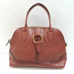 Frye Leather Ring Dome Satchel Cognac