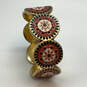 Designer Lucky Brand Gold-Tone Couture Suzani Red Enamel Bangle Bracelet image number 3