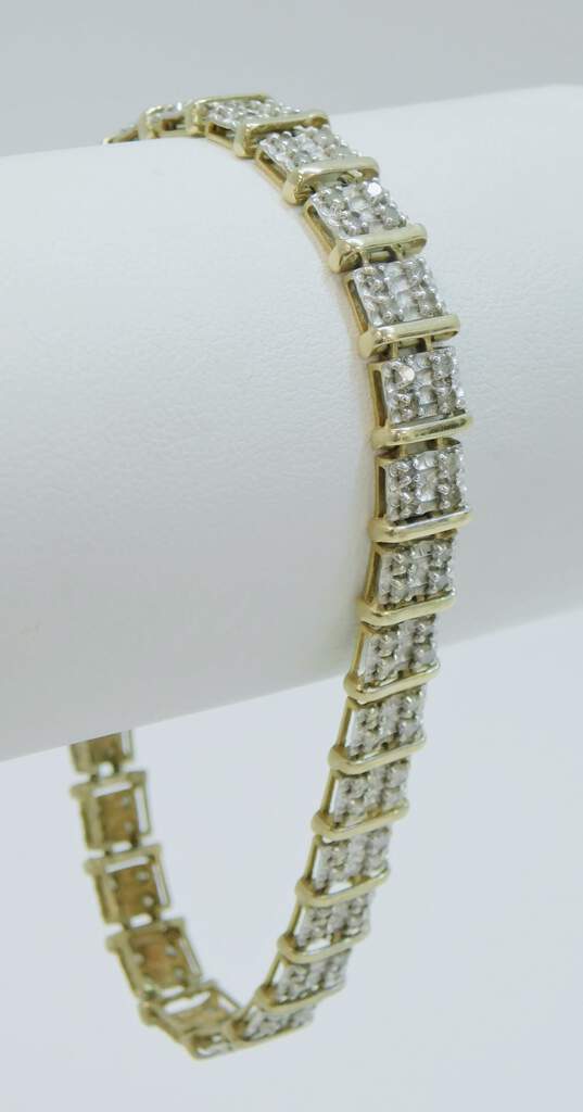 10K Yellow Gold 1.8 CTTW Diamond Tennis Bracelet 9.2g image number 3