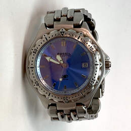 Designer Fossil Blue AM-3486 Silver-Tone Stainless Steel Quartz Wristwatch alternative image