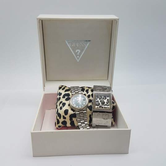 Vintage retro Guess Ladies Bangle and Bracelet Stainless Steel Quartz Watch Collection image number 2