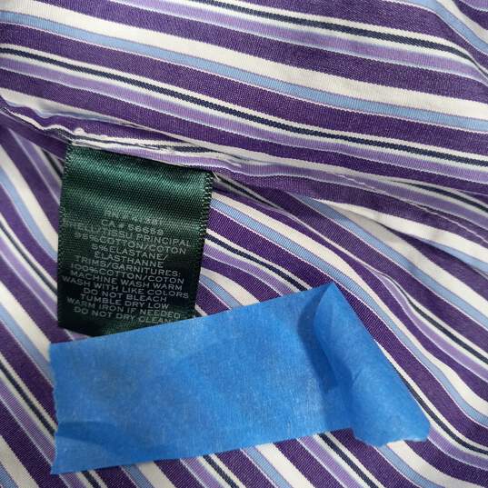 Lauren Ralph Lauren Purple Striped Button Up Dress Shirt Men's Size Large image number 4