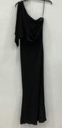 Badgley Mischka Collection One Shoulder Black Midi Dress image number 6
