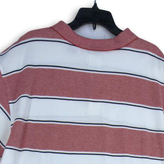IZOD Mens White Red Striped Short Sleeve Collared Polo Shirt Size 2XLT image number 4