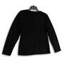 Womens Black Patchwork Long Sleeve Round Neck Pullover Top Size X-Large image number 2