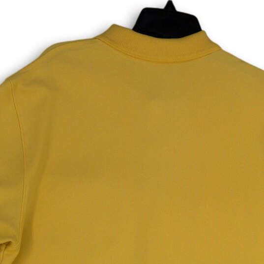 Mens Yellow Cotton Regular Fit Short Sleeve Collared Polo Shirt Size Large image number 4